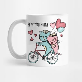 cats riding bicycle love Mug